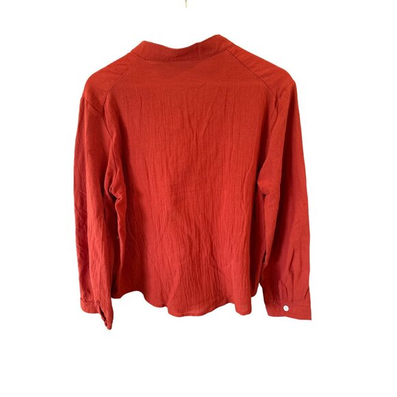 Red Cat Print Button Up Shirt Plus Size XXL Women's Casual Lightweight Blouse - Picture 9 of 10